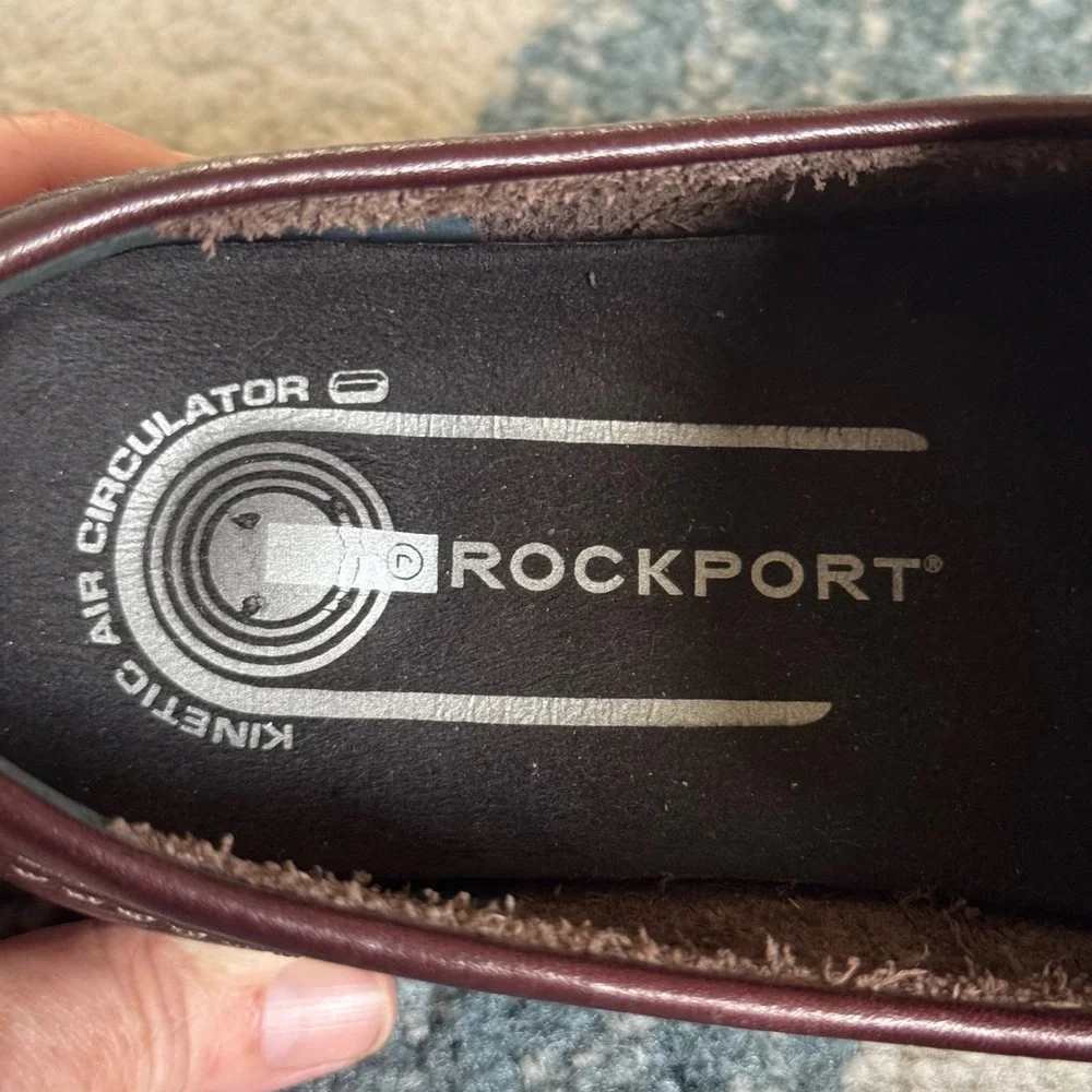 Rockport Mens Burgundy Leather Comfort Loafers Kinetic Air Circulator Shoes 7M